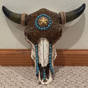 ✨NWT✨ De Leon Collections Distressed Tooled Leather Cow Bull Skull